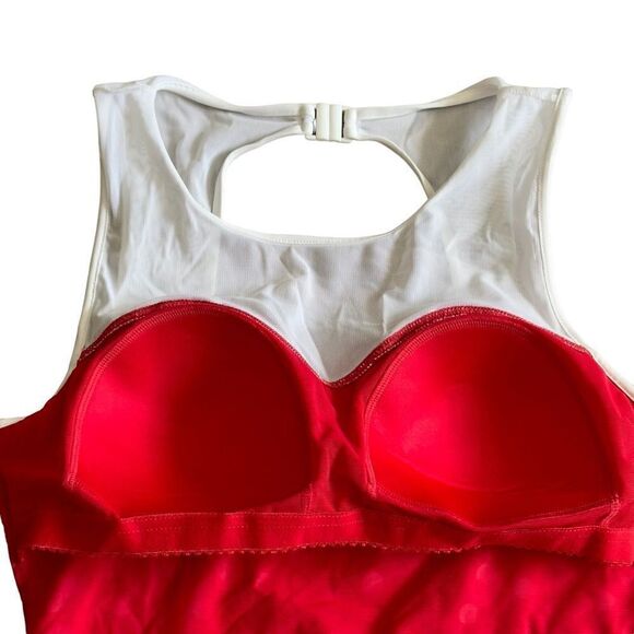 NIPTUCK Red White Polka White Mesh Backless Tankini Swim Top Size 10 - Picture 6 of 11
